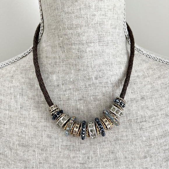 Scroll by Dillard’s Braided Leather Charm Necklace - Picture 1 of 8